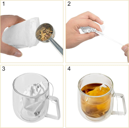 Numola 100Pcs Disposable Tea Bags for Loose Leaf Tea, Empty Tea Bags Natural Material Seal Tea Infuser Bag, Tea Infuser Sachets with Drawstring He...