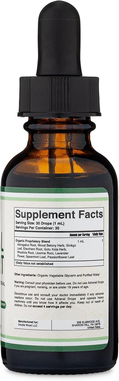 Adrenal Support Supplements (Liquid Drops) - 10 Organic Adaptogens for Adrenal Fatigue (One Month Supply) Cortisol Manager for Stress Relief (10 A...