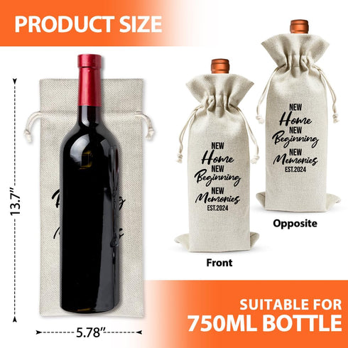 Housewarming Gift New Home Wine Bag for Women Men Wife Husband Couple Owner Homeowner, New Home Gift Idea, Housewarming Party Supply Favor, Realto...