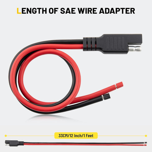 Oyviny 8PCS 12AWG SAE Connector Cable 1 Feet 2 Pin SAE Single Plug Quick Connector Disconnect Power Extension Cable Solar Panel Battery Wire 33CM ...