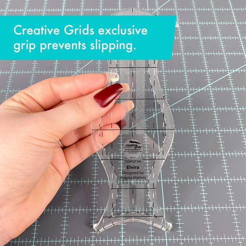 Creative Grids Machine Quilting Tool Elvira – CGRQTA6 – Made in USA, Non-Slip Grip Acrylic Quilting & Sewing Template Ruler for Free-Motion quilt ...