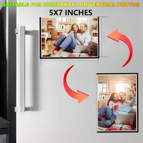 Black Magnetic Picture Frame 5X7 for Refrigerator-8 Pack,Black Photo Magnets Sleeves with Matte Film Cover,Less Reflection......