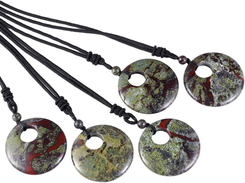 SUNYIK Lucky Coin Pendant Necklace for Women Men, Healing Crystal Amulet Jewelry for Unisex, Donut Round Shaped, Adjustable 18''-28'' strand...