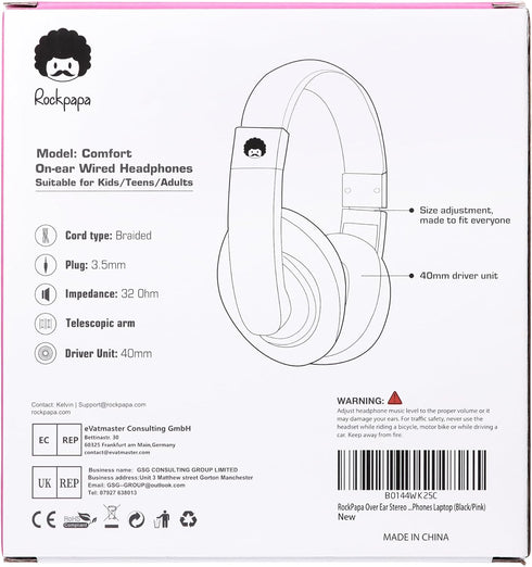 rockpapa Comfort Kids Headphones for School, Lightweight Childrens Boys Girls Teens Over-Ear Headphones Wired 3.5mm for CD DVD Player Tablet Phone...