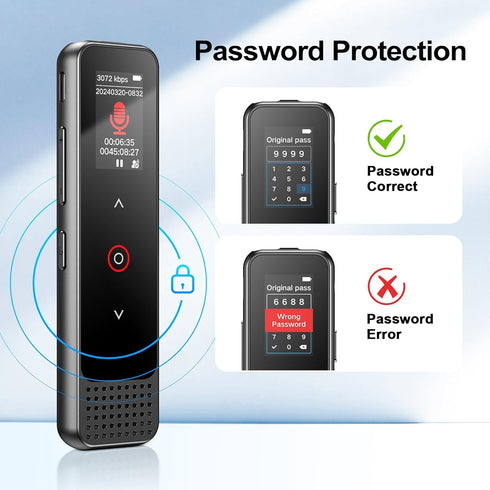 128GB Voice Recorder with Playback, Small Voice Activated Recording Device for Lectures & Meetings, Bluetooth Noise Cancelling Audio Recorder Devi...