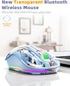 Unique Transparent Bluetooth Mouse with USB & Type-C Two Receiver, Small Portable Wireless Rechargeable Mice for MacBook/pc/iPad/Laptop and Multi ...