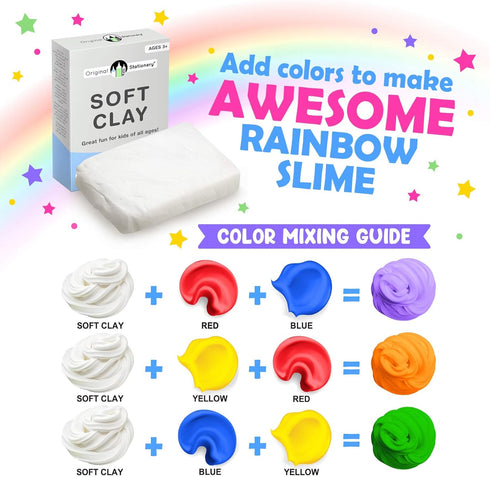 Original Stationery Soft Clay for Slime Making, Moldable Modeling Clay Slime for Art & Craft for Kids, Add to Glue and Shaving Foam to Make Butter...