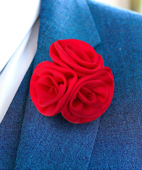 Premium Trio Cluster Flower Lapel Pin - Formal Boutonniere for Men, Flower Brooch Pin...