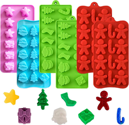Christmas Shape Baking Mold Candy Mold Chocolate Molds including Christmas Tree Santa Head, Ideal for Christmas Party Home Baking DIY Crafts & Nov...