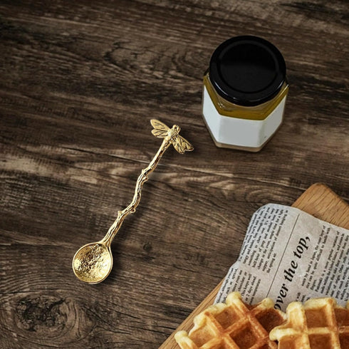 Gold Retro Dragonfly Spoon Coffee Spoon Stainless Steel Tableware Creative Sugar Spoon Tea Spoon Stir Bar Spoon Stirring Spoon, Dessert Spoon, Cak...