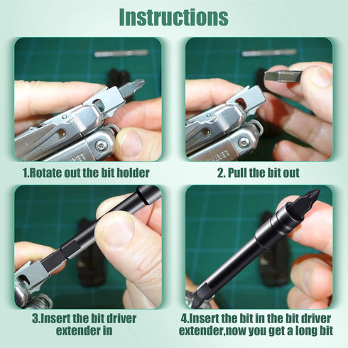 Dreyoo Multitool Bit Driver Extender, Multi Tool 1/4 Bit, Bit Kit Extender Compatible with Leatherman/Surge/Wave Plus and Signal Bits Set, Multito...