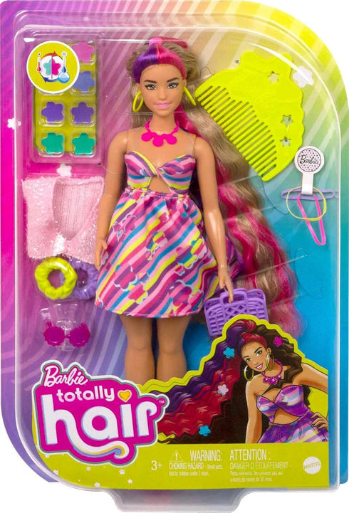 Barbie Totally Hair Doll, Flower-Themed with 8.5-inch Fantasy Hair & 15 Styling Accessories (8 with Color-Change Feature)...