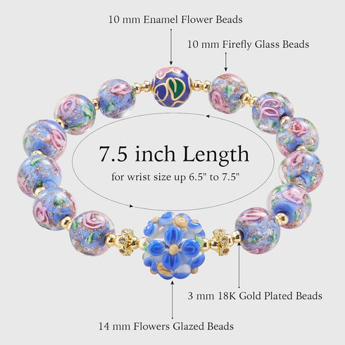 Firefly Glass Bracelets Firefly Beads Bracelet Glow in The Dark for Women - Murano Glass Jewelry Luminous Beaded Bracelet Healing Crystal Mermaid ...