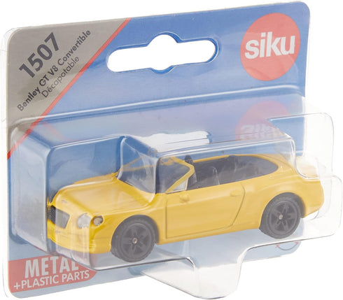 Siku 1507, Bentley Continental GT V8 Convertible, Metal/Plastic, Yellow, Toy car for Children...