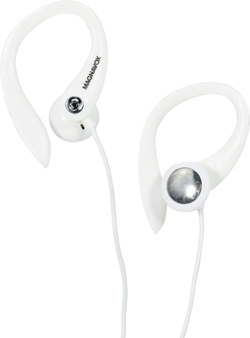 Magnavox MHP4854-WH Earhook Earbuds with Microphone in White | Available in Black & White | Earbuds Earhook with Microphone | Extra Value Comfort ...