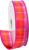 Morex Ribbon Color Chic Plaid Ribbon, Magenta/Tangerine, 1.5" x 50 Yd...