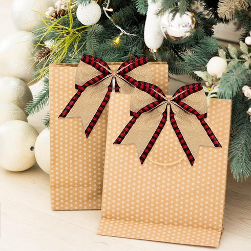 joycraft Buffalo Plaid Wired Edge Ribbons, Christmas Burlap Fabric Ribbon Roll with Checkered Edge, 2.5" x 11 Yds Burlap Ribbon for Christmas Part...