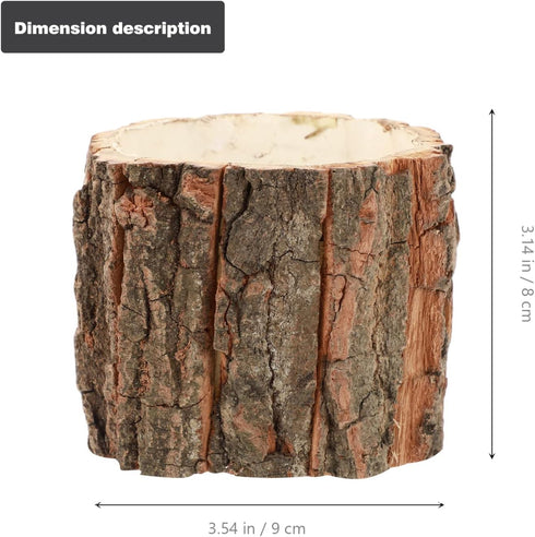 Healeved Tree Stump Planter Wooden Flower Pot Wood Vase Rustic Bark Planter Country Style Home Decor Planter Natural Wood Flower Pot 10cm...