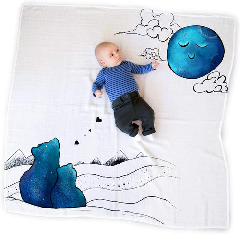JumpOff Jo - Baby Blanket Swaddle, Hypoallergenic, 100% Cotton Baby Muslin Blanket with Original Storytelling Designs - 47" in. x 47" in. - Mama B...