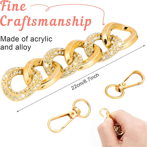 Jexine 6 Pieces Gold Shoe Chain Crystal Bling Shoe Charms DIY Chains Shiny Twist Clog Sandals Charm Chains Shoe Decoration Charms Accessories for ...