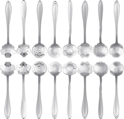 16 Pcs Teaspoon Tea Spoons, ESRISE Stainless Steel Cute Coffee Spoon for Tea Party Decorations (Silver)...