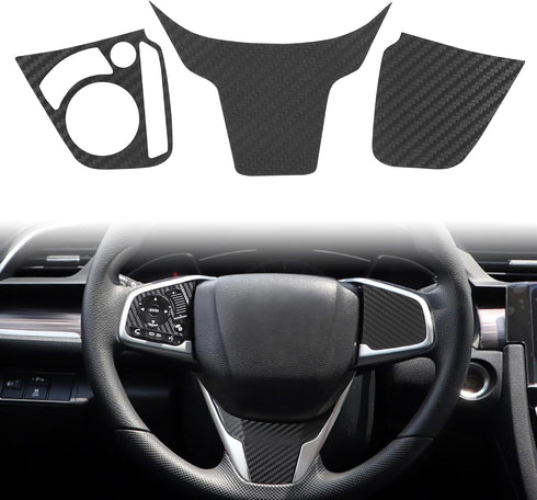 Carbon Fiber Steering Wheel Sticker Trim Compatible with Honda Civic 2016-2022 11th 10th Gen Sedan Hatchback Interior Car Steering Carbon Fiber St...