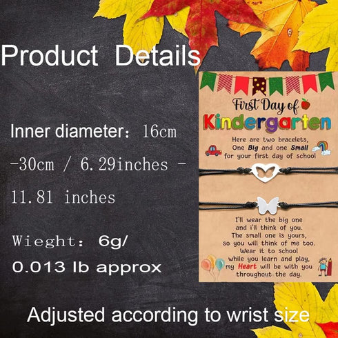 Back to School Bracelets for Mommy and Me Kindergarten Bracelets Set,First Day of School Bracelet Gifts Mother and Daughter Heart Matching Wish Ad...