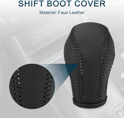 Gear Shift Knob Cover for Buick Lacrosse 09-12 with Black Stitches Durable | Interior Transmission Shifter Boot Lever Cover Black Faux Leather 1 P...