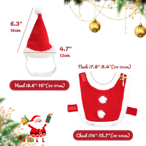 2 Pieces Pet Christmas Clothes Suit, Adjustable Cat Xmas Outfit Accessory, Dog and Cat Clothes for Christmas-Red...