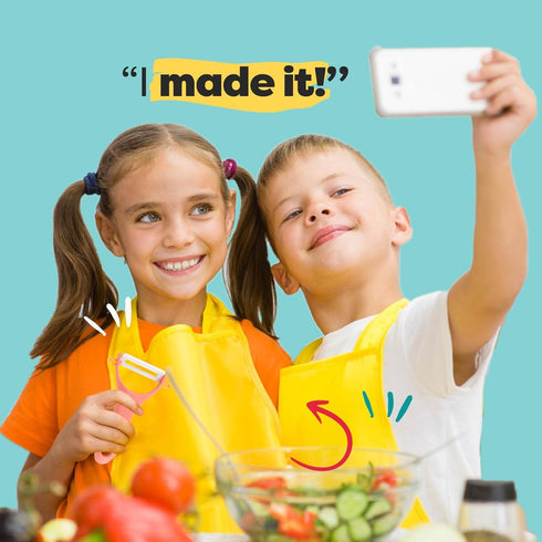 Baketivity Kid Safe Plastic Knives For Real Cooking With Cutting Board, Peeler For Kitchen - Knife Set With Blunt Tip, Dishwasher Safe, BPA Free K...