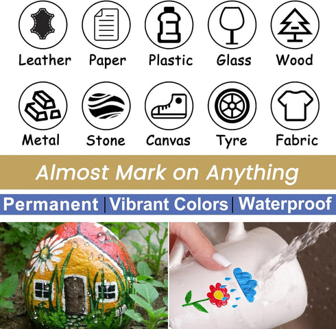 Overseas Blue Paint Pens Paint Markers - Permanent Acrylic Markers 8 Pack, Water-Based, Quick Dry, Waterproof Paint Marker Pen for Rock, Wood, Pla...