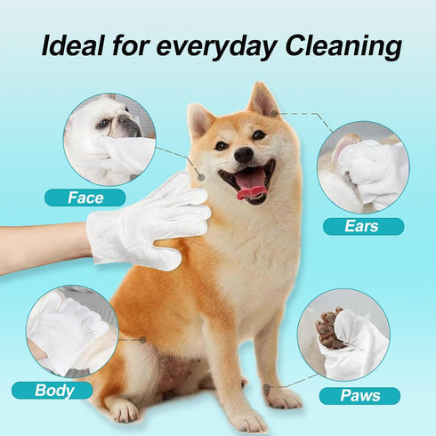 6PCS Cats & Dog Washing Gloves, Dog Wipes Cleaning Deodorizing Grooming Gloves, Rinse-Free Pet Wipes for Dogs & Cat Quick Cleaning after Outdoor A...