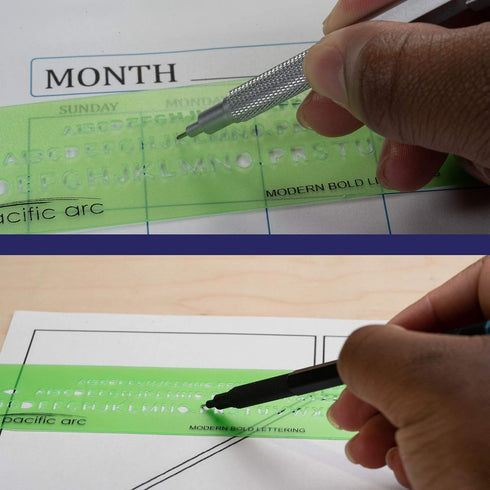 Pacific Arc Modern Bold Lettering Template Guide, with 1/8 to 1/4 Inch Letters...