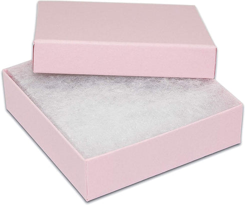 RJ Displays- 12 Pack Pink Cotton Filled Cardboard Paper Jewelry Box with snug-fitting lids. Gift Case for Bracelets, Bangle, Necklaces, Brooch and...