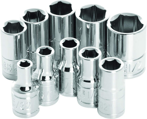 Performance Tool W36002 1/4-Inch Drive 6-point SAE Socket Set, 10-Piece...