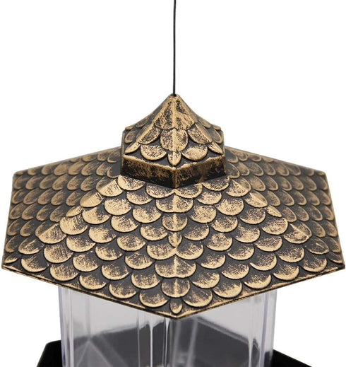 Twinkle Star Wild Bird Feeder Hanging for Garden Yard Outside Decoration, Hexagon Shaped with Roof...