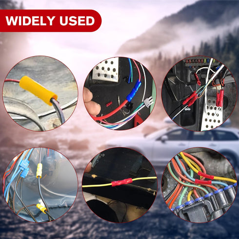 Nilight 200PCS Electrical Butt Connectors AWG 22-10 Insulated Electrical Wire Crimp Connectors Butt Splice Crimp Connectors Blue Red Yellow for Au...