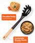 Silicone Pasta Fork, Kitchen Heat Resistant Noodle Spoon Server, BPA Free Spaghetti Strainer,12.8 inch (Black)...