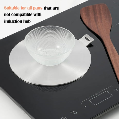 5.5inch Stainless Steel Induction Cooktop Adapter Plate, Heat Diffuser for Glass and Electric Cooktop, Detachable Handle...