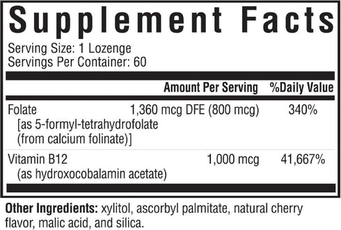 Seeking Health Hydroxo B12 with Folinic Acid - Supplement with Non-Methylated Form of Folate - Vitamin B12 Complex for Heart Health Support - 60 L...