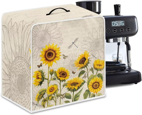 Sunflower Coffee Maker Cover Dustproof Waterproof Fabric Small Kitchen Appliances Covers Stand Mixer or Coffee Machine Fingerprint Protection Cove...