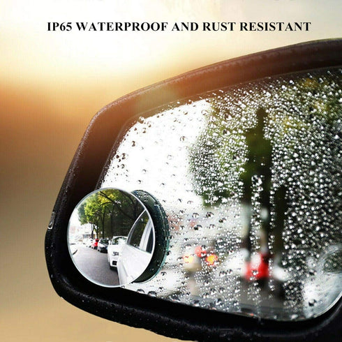 2 pcs Blind Spot Mirrors, 2" Round Ultra-thin Frameless HD Glass Convex Side Rear View Mirror with Wide Angle Adjustable Stick for Cars SUV and Tr...