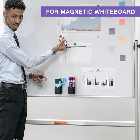 Simetufy 2pcs Magnetic Pen Holder, Magnetic Whiteboard Marker Holder, Magnetic Pencil Holder for Fridge, Magnetic Pencil Holder for Locker(Black)...