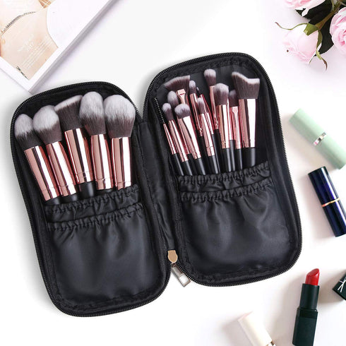 Makeup Brushes, 18 Pcs Professional Premium Synthetic Makeup Brush Set with Case, Foundation Kabuki Eye Travel Make up Brushes sets (Black Gold)...
