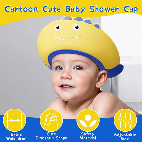 Baby Shower Cap Shield for Kids Bath Visor for Toddlers Shampoo Bath Bathing Hat Silicone Adjustable Visor Hat for Eye and Ear Protection for 1-9 ...