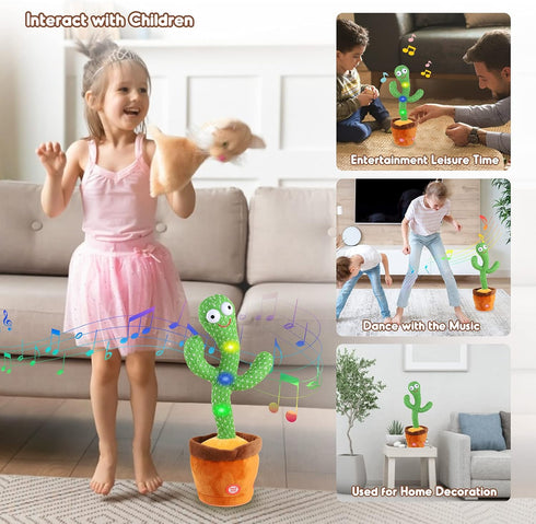 Kids Dancing Talking Cactus Toys for Baby Boys and Girls, Singing Mimicking Recording Repeating What You Say Sunny Cactus Electronic Light Up Plus...