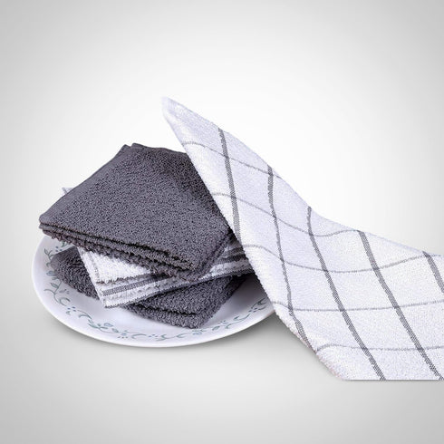 AMOUR INFINI Cotton Kitchen Dish Cloths Set of 8 – Highly Absorbent, Super Soft Premium Terry Cleaning Cloth (12"x12" Inch) Premium Dishcloths for...