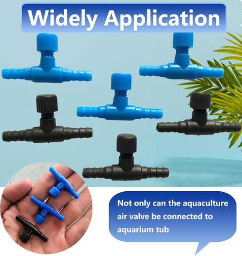Aquarium Control Valves,10 Pack T Shaped Control Valve,Single Way Plastic Air Flow Control Regulator,for Fish Tank (Black)...