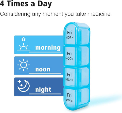 Daviky Pill Organizer 4 Times a Day - Pill Box 7 Day, Large Weekly Medicine Pill Organizer for Travel with Removable Individual Containers, Pill C...