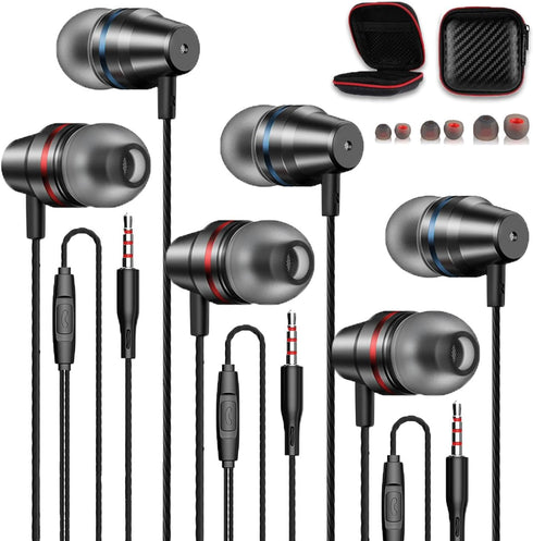 3 Pack Wired Earbuds - Metal Corded Earphones with Microphone Headphones Ear mic Buds Driver bass high Phone Android Quality Earbud Headphone Earp...